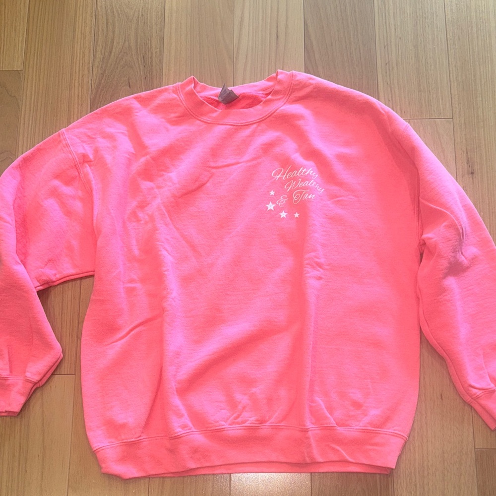 Pink Graphic Crewneck Sweatshirt with White Script